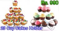  4 Tier Silver Coated Cupcake Stand with 23 Holders 