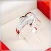  Silver Gemstone Heart Love Women's Ring 