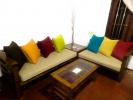Sofa Set with Two glass Top Stools